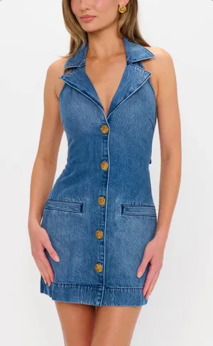 NEW Show Me Your MuMu Darien Dress Denim Mini size XS thumbnail 1