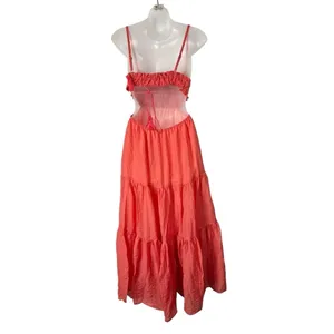 Boutique Coral Backless Layered‎ Tiered Maxi Dress S thumbnail 3
