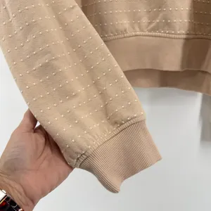 Aerie Women's Tan Textured Dot Crewneck Sweatshirt XL Oversized Comfy Athleisure thumbnail 4