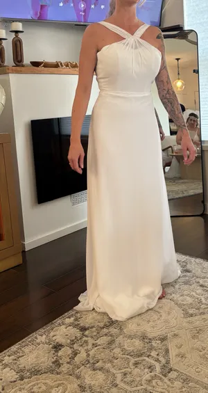 Mary's Bridal White Halter Chiffon Wedding Gown thumbnail 4