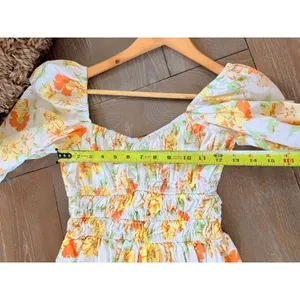 Faithfull‎ The Brand Floral Smocked Puff Sleeve Top Womens Yellow Orange Size S thumbnail 7