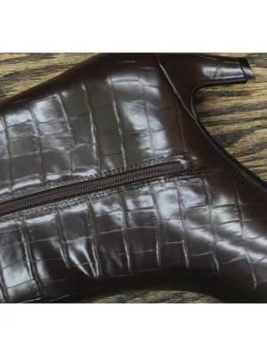 NWT INC International Concepts Sameya Mid-Heel Knee High Boots Brown Croc 10.5M thumbnail 10