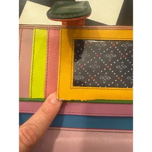 Leopard Print Calf Hair Rainbow Leather Trifold Wallet Multi Color Clutch fairy thumbnail 5