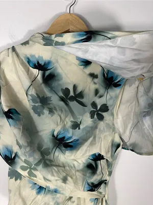Asos Women's Natural High Neck Drape‎ Bodice Cape Floral Maxi Dress Women’s Sz 8 thumbnail 9