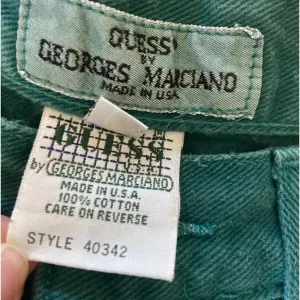 Vintage 90s Guess Shorts Size 16/28 Green‎ Denim Green Triangle Georges Marciano thumbnail 3