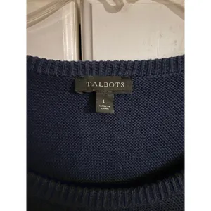 Talbots‎ Womens Navy Blue Red Striped Shoulder Zip Cashmere Blend Sweater Large thumbnail 3