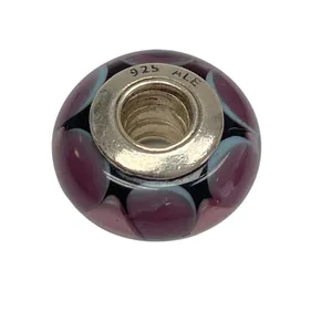 Pandora Purple Murano Glass Charm Bead 925 Sterling Silver Authentic thumbnail 2
