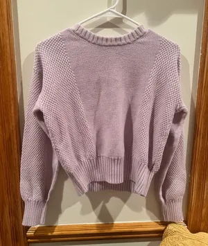 Gap - Chunky Pastel Lilac Knit Crewneck Cropped Sweater thumbnail 1