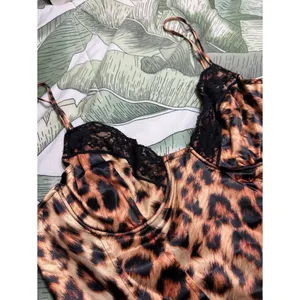 AKIRA Leopard Print Satin Lace Corset Cami Top Plunge Neck Size XL thumbnail 4