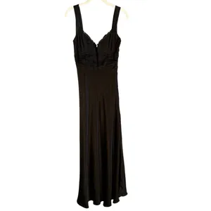 Astr Aeris Satin Lace Trim Maxi Dress Black Size Small Bustier Corset Whimsigoth thumbnail 3