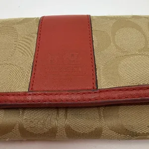 Coach Signature C Flap Orange Canvas Wallet thumbnail 2