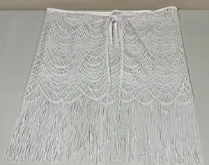Freshwater White Lace Fringe Beach Pool Swim Coverup Sarong Skirt Bottoms O/S 🤍✨ thumbnail 1
