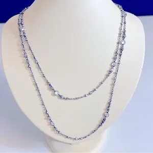 Kendra Scott Antique Silver Crystal Single‎ Strand Satellite Necklace thumbnail 1
