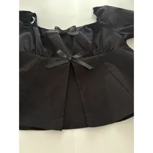 Riley & James Milkmaid Top Size Large Black Bows Puff Sleeve Whimsigoth Fairy thumbnail 6
