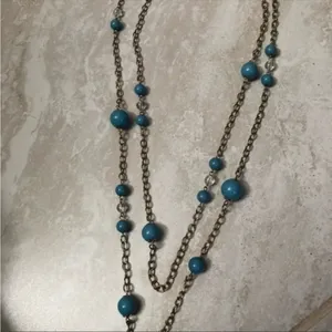 Long Turquoise Double Layer Necklace thumbnail 3