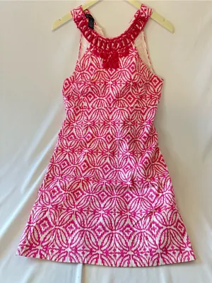 INC International Concepts Pink and White Geometric Sleeveless Dress thumbnail 1