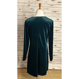 Vintage Spiegel long sleeve jewel-toned green velvet A-line dress Size 12 thumbnail 5