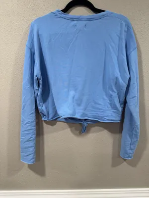 Aerie Cropped Tied Knot Top In Blue thumbnail 4