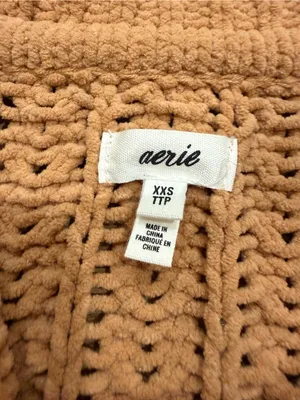 aerie Camel Cable-Knit Half-Zip Turtleneck Sweater thumbnail 5