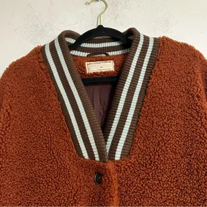 Free People Sweet Varsity Cardigan Teddy Fleece Jacket Size Medium thumbnail 6