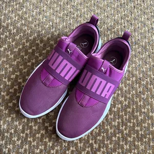 Puma Women's Slip-On Athletic Sneakers in Magenta with White Sole thumbnail 2