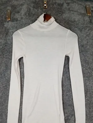 COS White Ribbed Turtleneck Long Sleeve Top Wool Baselayer Neutral Layering SM thumbnail 4