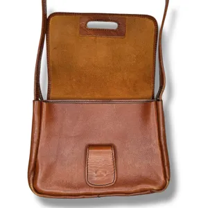 Vintage Genuine Leather Shoulder Bag Single Strap & Pockets‎ Made In Columbia thumbnail 6
