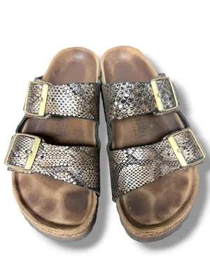 Birkenstock Arizona Soft Footbed Pewter Python Print Sandals EU 38 US 7 thumbnail 2