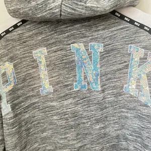 Victorias Secret Pink Hoodie Womens Small Sequins Bling Faux Fur Lounge Campus thumbnail 7