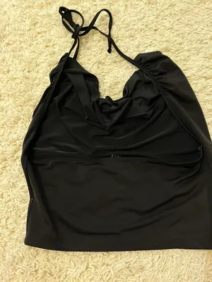 Forever 21 Black Open Back Halter Top Size Large thumbnail 2