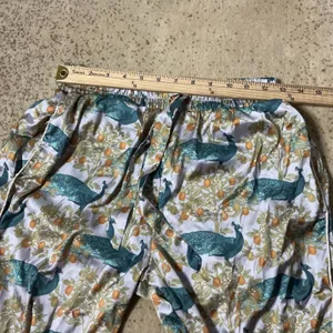 LATES Womens XS Peacock Orange‎ Tree Print Satin Pajama Pants Blue Green Orange thumbnail 2