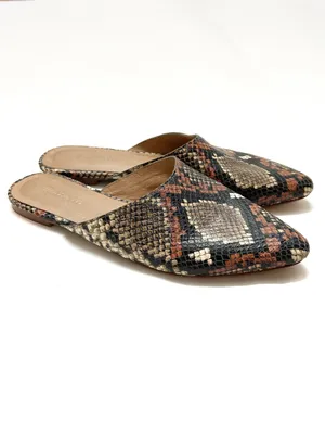 Madewell leather embossed snake print pointed toe slip on Remi mules Size 8 thumbnail 2