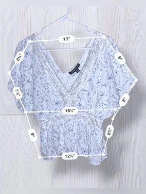 ALMOST FAMOUS Cottagecore Floral Flutter Sleeve Lace Crochet Empire Waist Blouse thumbnail 7