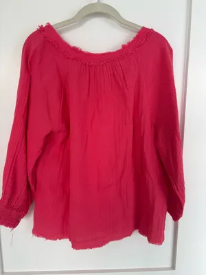 Natural Life pink cotton gauze peasant boho blouse 3/4 sleeve size L thumbnail 6