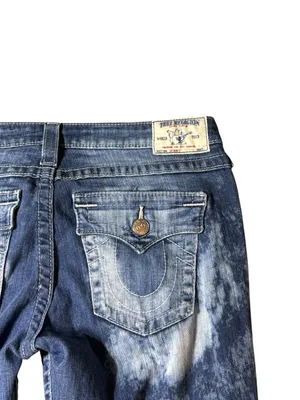 True Religion Skinny Flap Jeans Womens 31 Blue Acid Washed Custom thumbnail 3