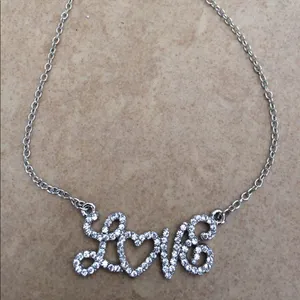 Silver Tone Crystal Love Elegant Anklet Ankle thumbnail 1