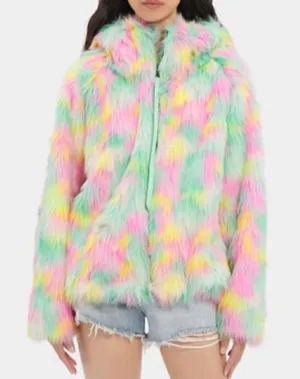 Ugg Clove Faux Fur Jacket lemon lime Aura oversized è thumbnail 1
