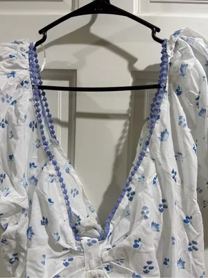 NWT Simply Southern White Dress with Blue Floral Motif Size XL thumbnail 2