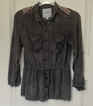 Maurices Premium Gray Mineral Wash Utility Jacket Large thumbnail 1