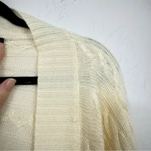 Lauren Ralph Lauren Cream Cable Knit Cardigan Sweater Womens M Duster Preppy thumbnail 3