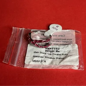 Bomb Party RBP7752 “Delight Me” Lab Created Ruby on Rhodium Size 9 Ring NWT thumbnail 5