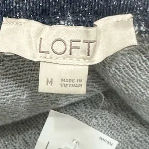 Loft Blue Grey A‎ Line Knee Length Skirt Size Medium Metallic Specs NWT thumbnail 6