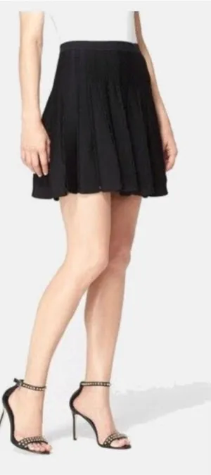 Alice + Olivia Chatley Pointelle‎ Knit Pleated Mini Skirt Black Size XS thumbnail 1