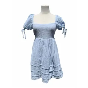 Hello Molly Sky Blue Mini Dress Size 4 Puff Sleeve Open Back Cottagecore thumbnail 2
