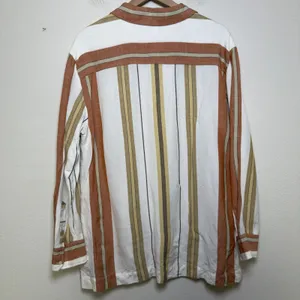 Shona Joy Women Suzana‎ Linen Button Front Tunic Shirt Medium Striped Resort thumbnail 11