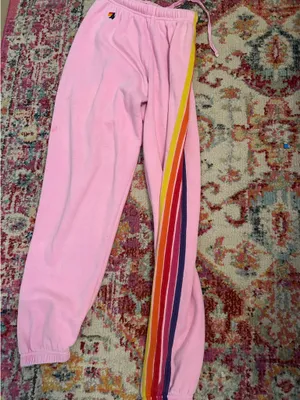 Aviator Nation Sweatpants 5 Stripe Pink Neon thumbnail 3