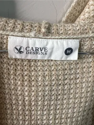 Carve Designs Alamosa Cream Wool Alpaca Blend Waffle Knit Hooded Long Cardigan thumbnail 6