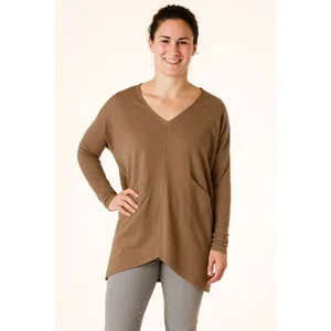 BRYN WALKER Alexis Tunic Top Mink Brown Size Small S Pockets LAGENLOOK OVERSIZED thumbnail 7