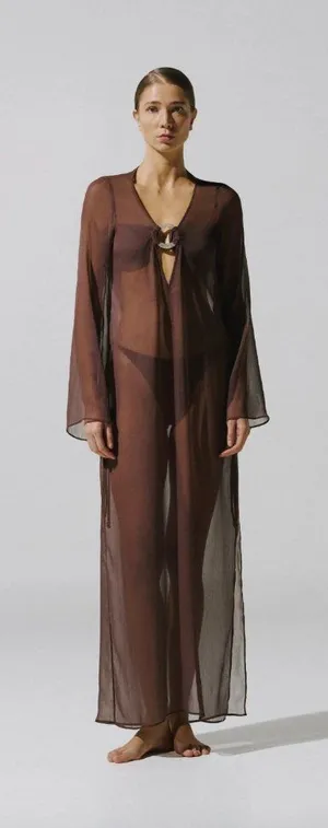 Baobab Moon Maxi Dress Cover Up Brunette Womens Size Small thumbnail 1