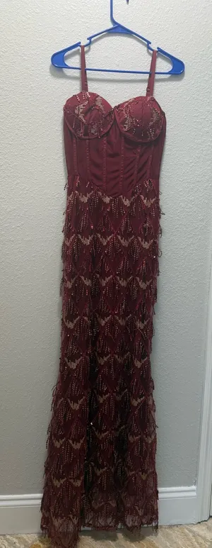 Red sequence dress Size 2 thumbnail 2